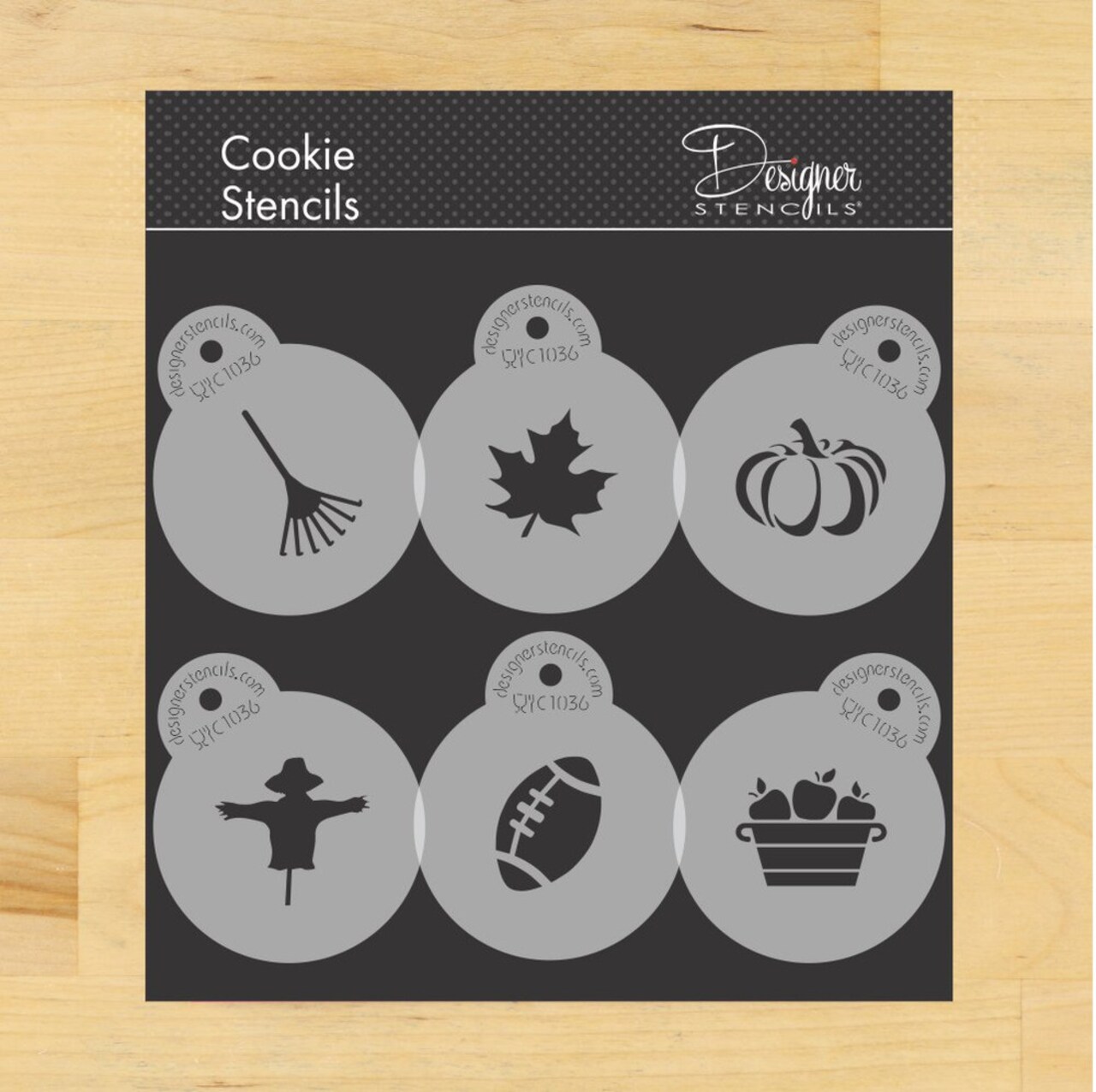 Fall Autumn Season Cookie & Cupcake Top Stencil Set | C1036 by Designer Stencils | Cookie Decorating Tools |